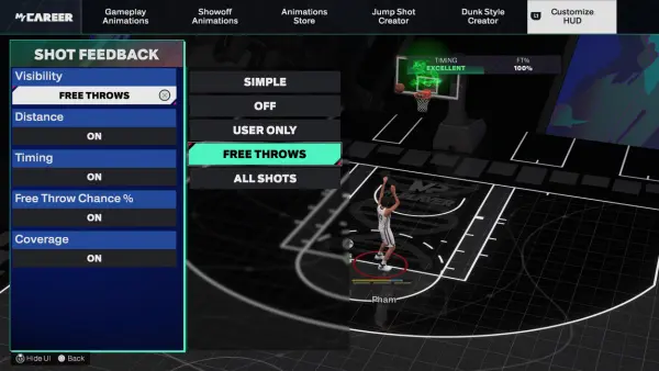 NBA 2K25 Shot Feedback Visibility Free Throws